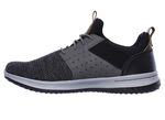 SKECHERS, leichte Herren-Slipper, mit elastischer Zierschn&uuml;rung GRAU-SCHWARZ